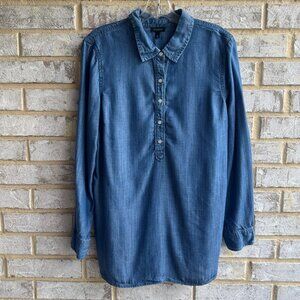 Talbots Long Sleeve Half Button Collared Side Button Shirt Women's Size L